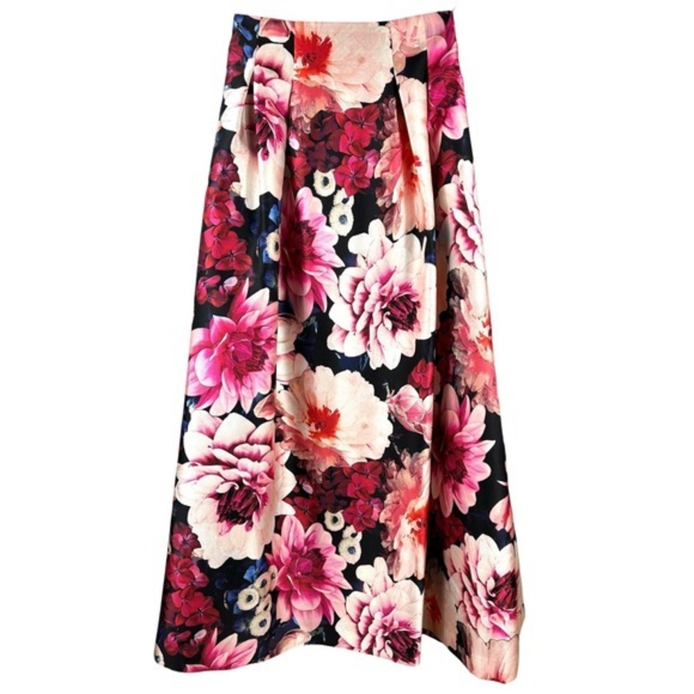 Eliza J Skirt Faille Floral Pleated Maxi Ballgown Taffeta Pockets Size 2 NWT